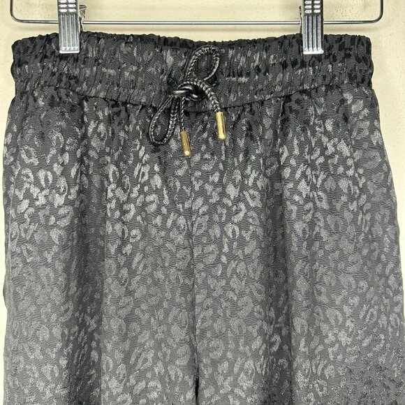 NWOT Zara Womens Black Leopard Print Tie Waist Joggers Size Small Lightweight - Picture 3 of 12